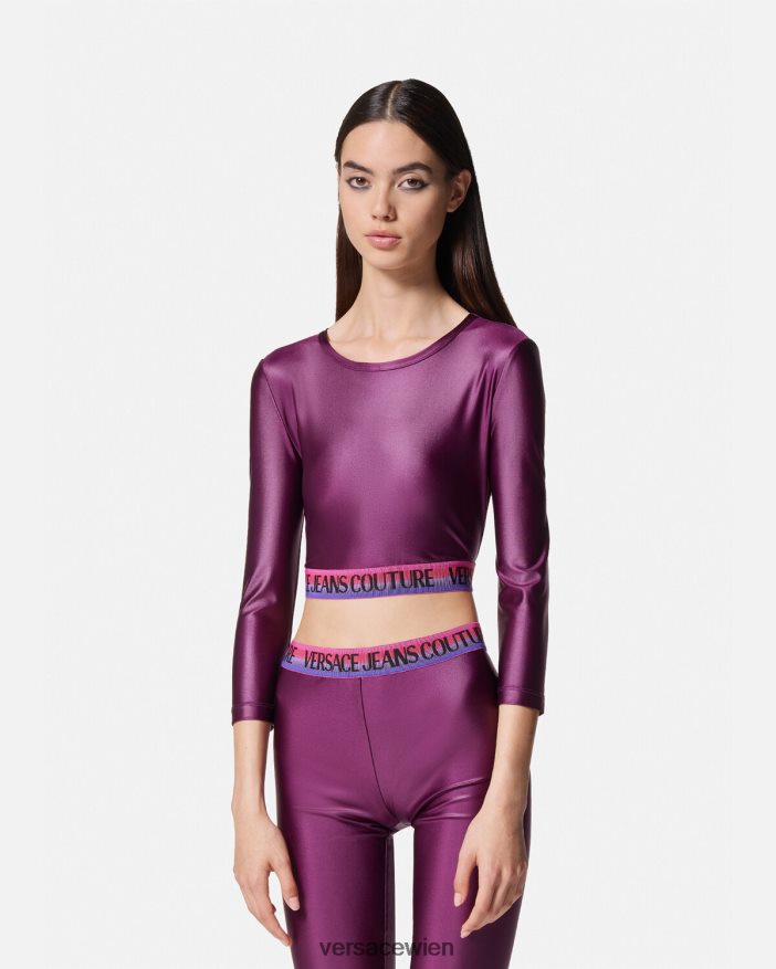 violett Crop-Top mit Logo Versace Frauen Kleidung 8N4XJD2216