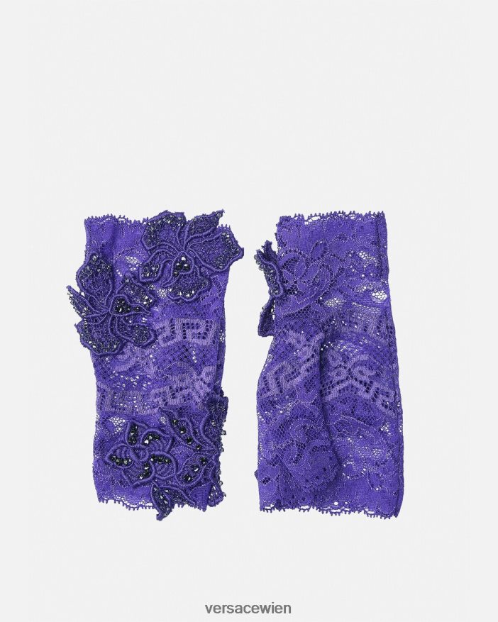 violett Fingerlose Handschuhe aus bestickter Spitze Versace Frauen Zubehör 8N4XJD915