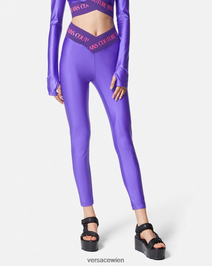 violett Logo-Leggings Versace Frauen Kleidung 8N4XJD2240