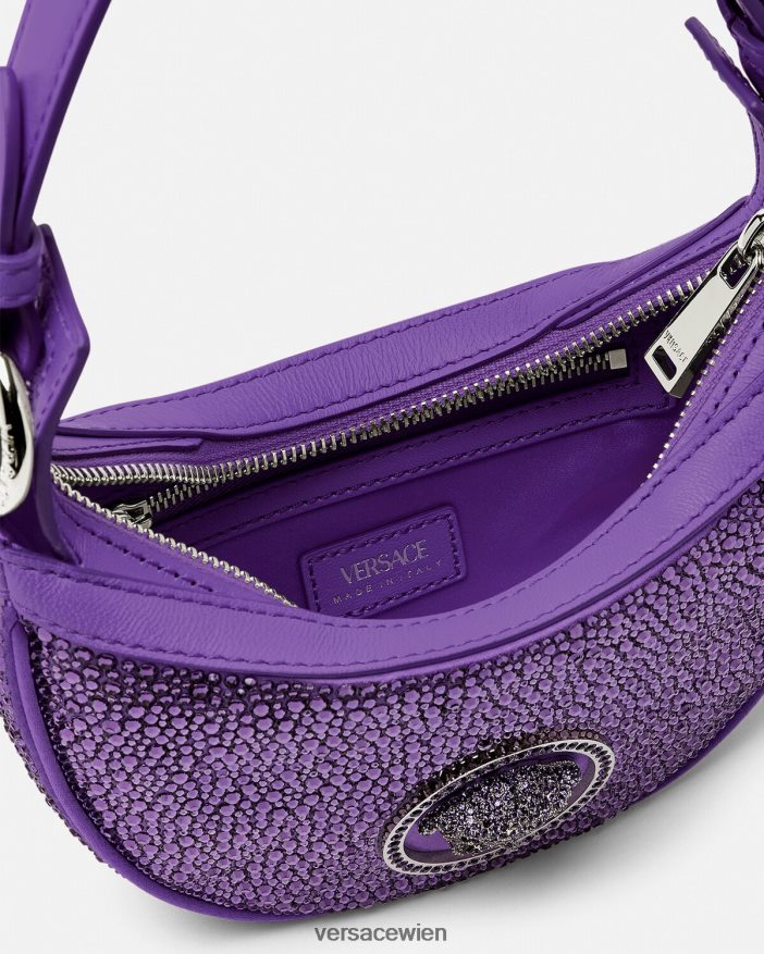 violett Mini-Hobo-Tasche mit Kristallmuster Versace Frauen Taschen 8N4XJD299