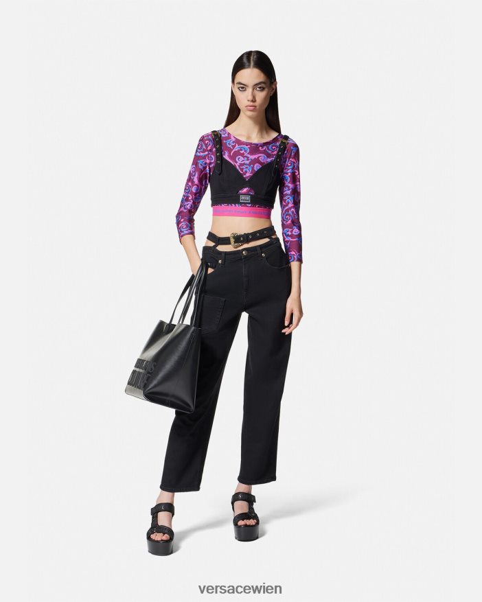 violett Sketch-Couture-Crop-Top Versace Frauen Kleidung 8N4XJD2166