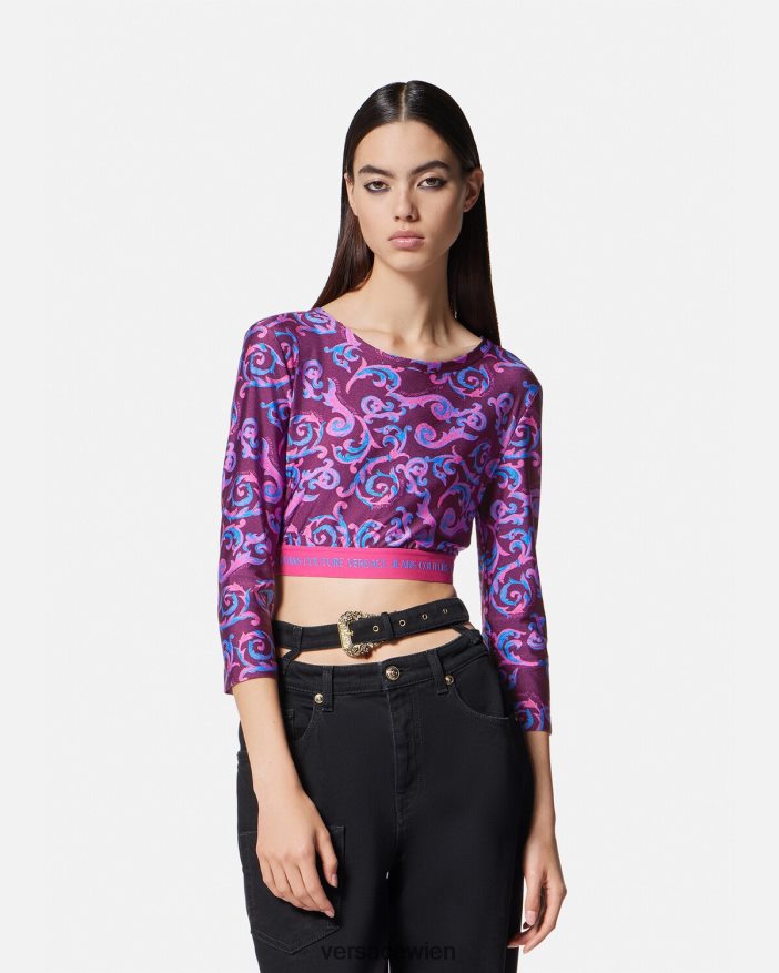 violett Sketch-Couture-Crop-Top Versace Frauen Kleidung 8N4XJD2166