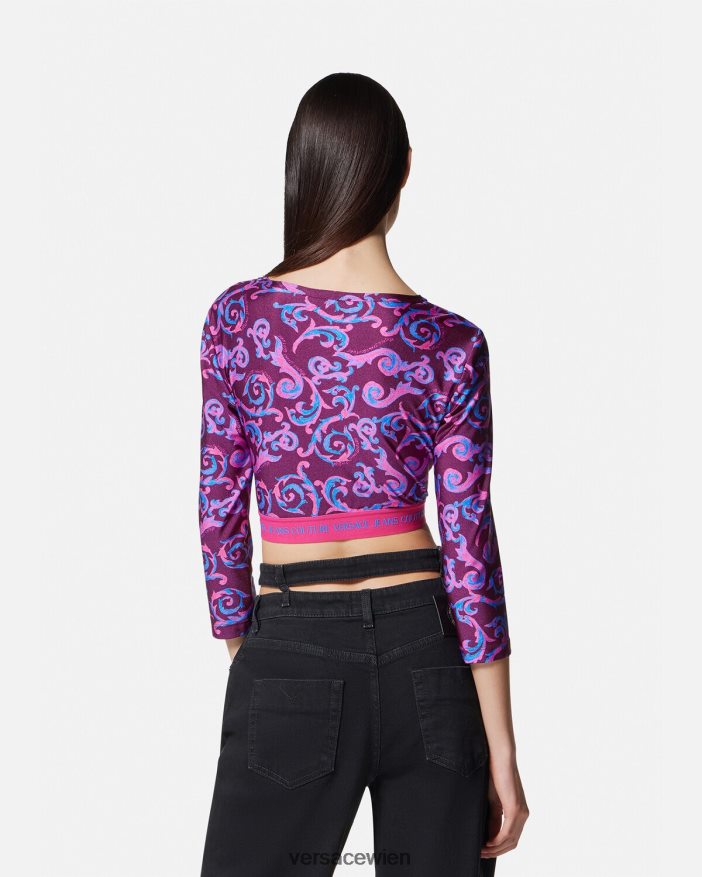 violett Sketch-Couture-Crop-Top Versace Frauen Kleidung 8N4XJD2166