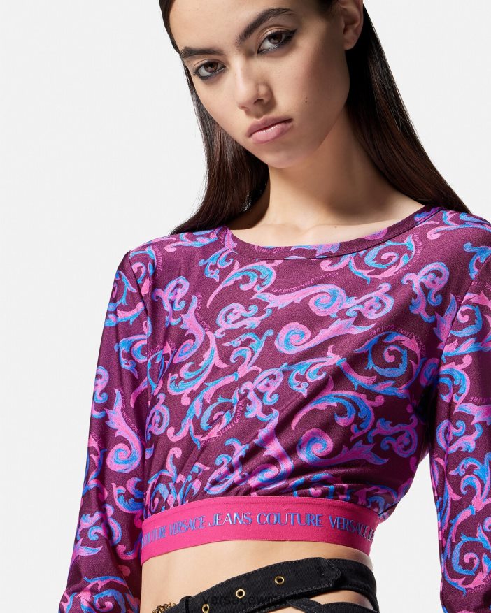 violett Sketch-Couture-Crop-Top Versace Frauen Kleidung 8N4XJD2166