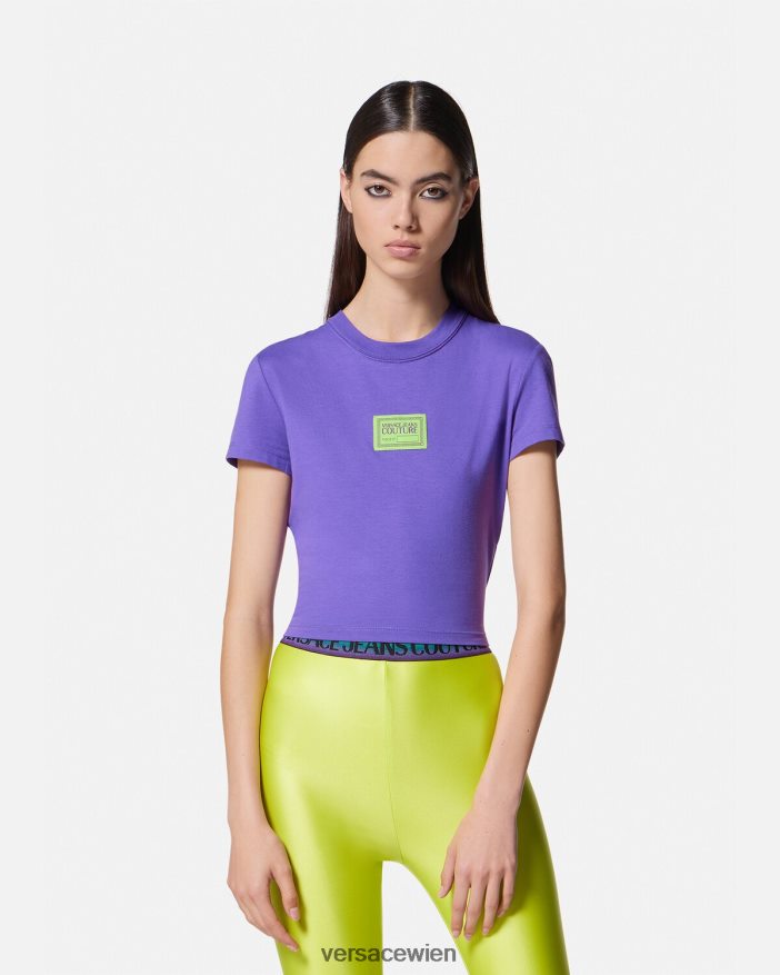 violett Stückzahl Crop T-Shirt Versace Frauen Kleidung 8N4XJD2227