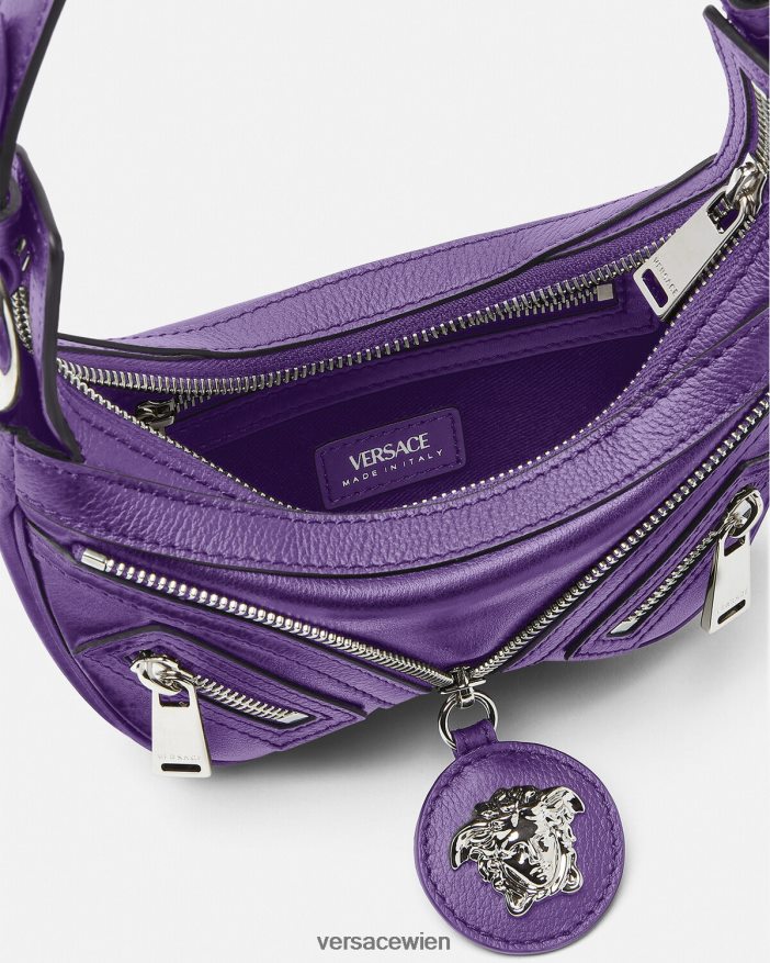 violett Wiederholen Sie die Mini-Hobo-Tasche Versace Frauen Taschen 8N4XJD296