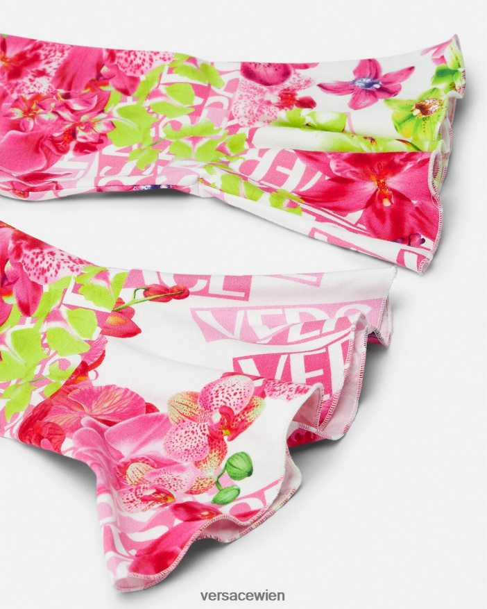 weiß  bedruckt Baby-Leggings mit Logo-Orchidee Versace Kinder Kleidung 8N4XJD1869