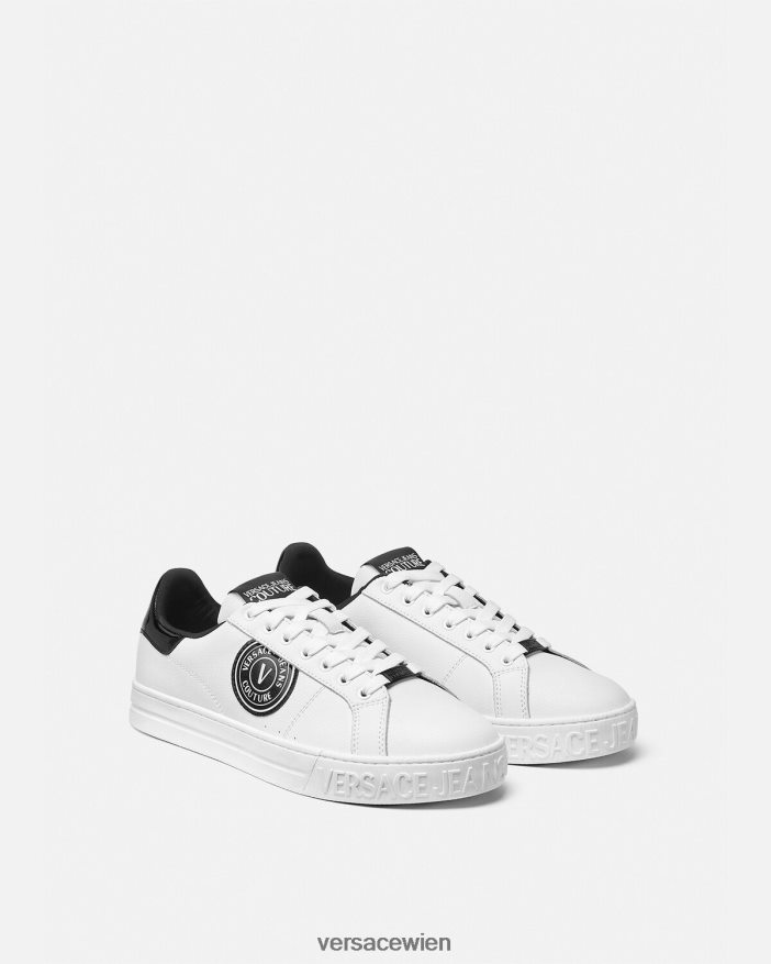 weiß schwarz Court 88-Sneaker mit V-Emblem-Logo Versace Männer Schuh 8N4XJD2444