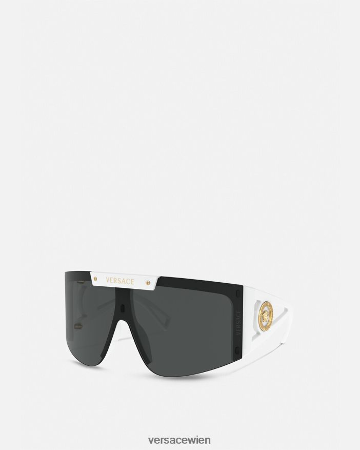 weiß schwarz Sonnenbrille mit Medusa-Symbol und Schild Versace Frauen Zubehör 8N4XJD671