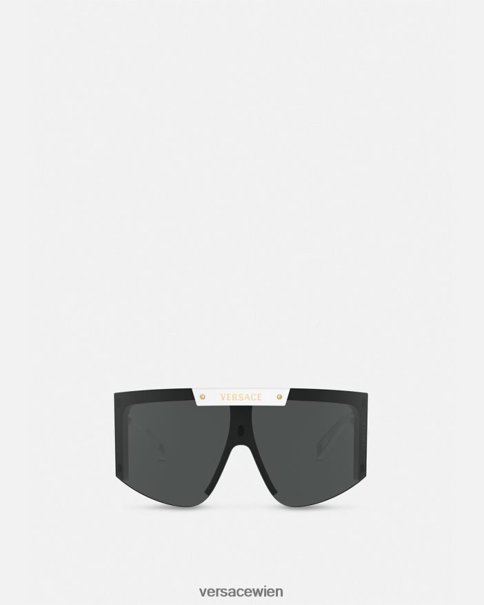 weiß schwarz Sonnenbrille mit Medusa-Symbol und Schild Versace Frauen Zubehör 8N4XJD671