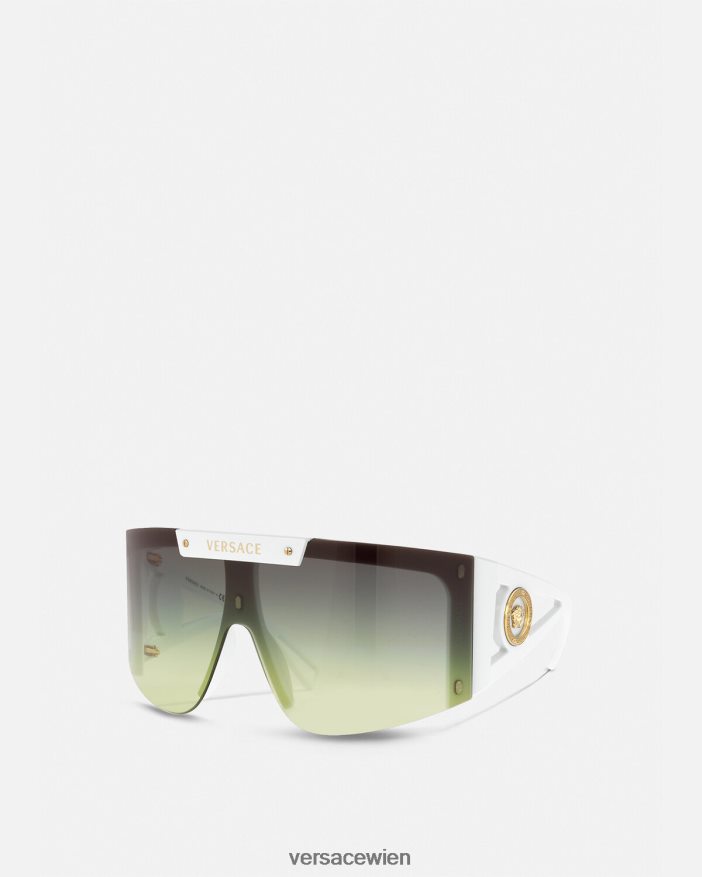 weiß schwarz Sonnenbrille mit Medusa-Symbol und Schild Versace Frauen Zubehör 8N4XJD671