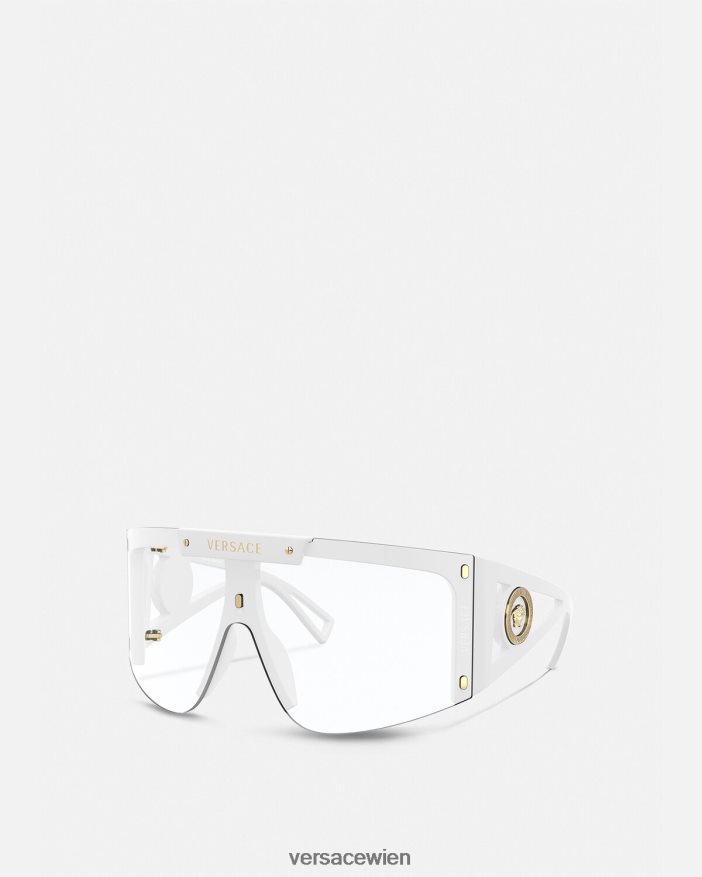 weiß schwarz Sonnenbrille mit Medusa-Symbol und Schild Versace Frauen Zubehör 8N4XJD671